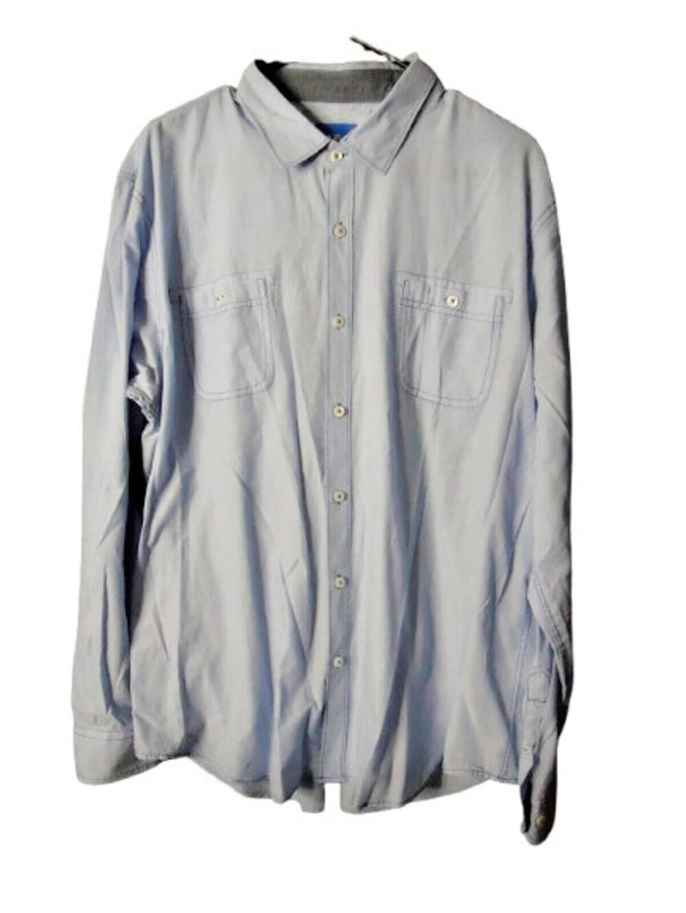 Michael Brandon Long Sleeve Button Down Shirt Mens XXL Light Blue Front Pockets